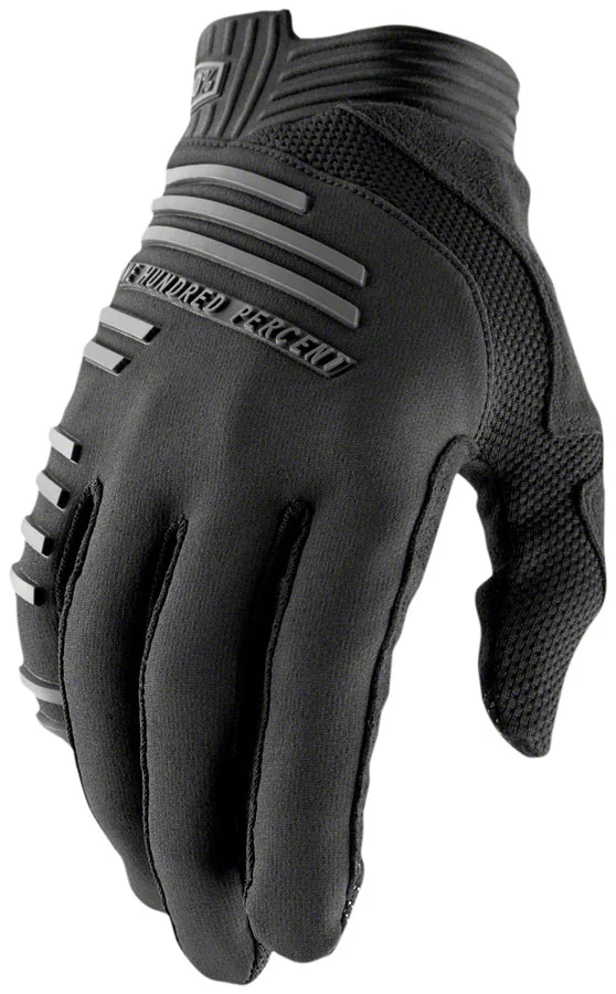 100% R-Core Gloves - Black Full Finger Men's Large