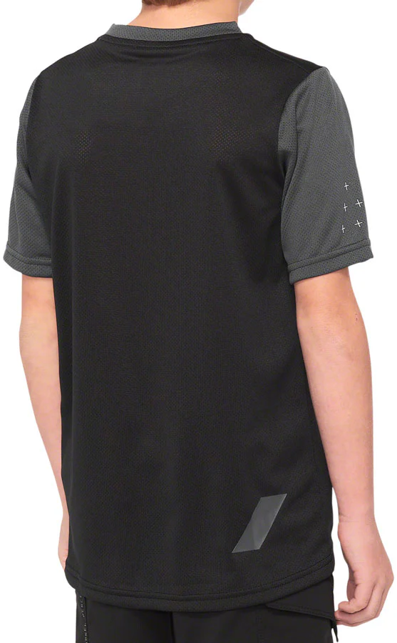 100% Ridecamp Jersey - Black/Charcoal Short Sleeve Youth Medium - Image 2