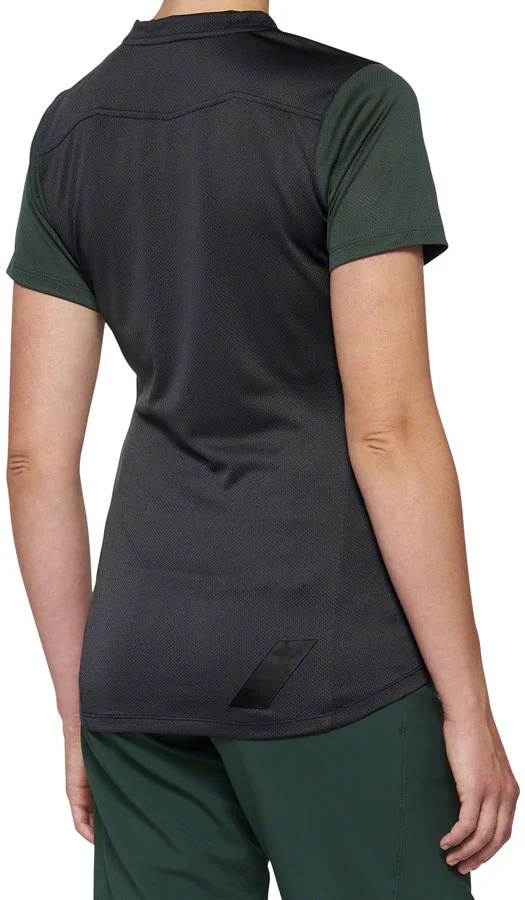 100% Ridecamp Jersey - Charcoal/Green Short Sleeve Women's X-Large - Image 2