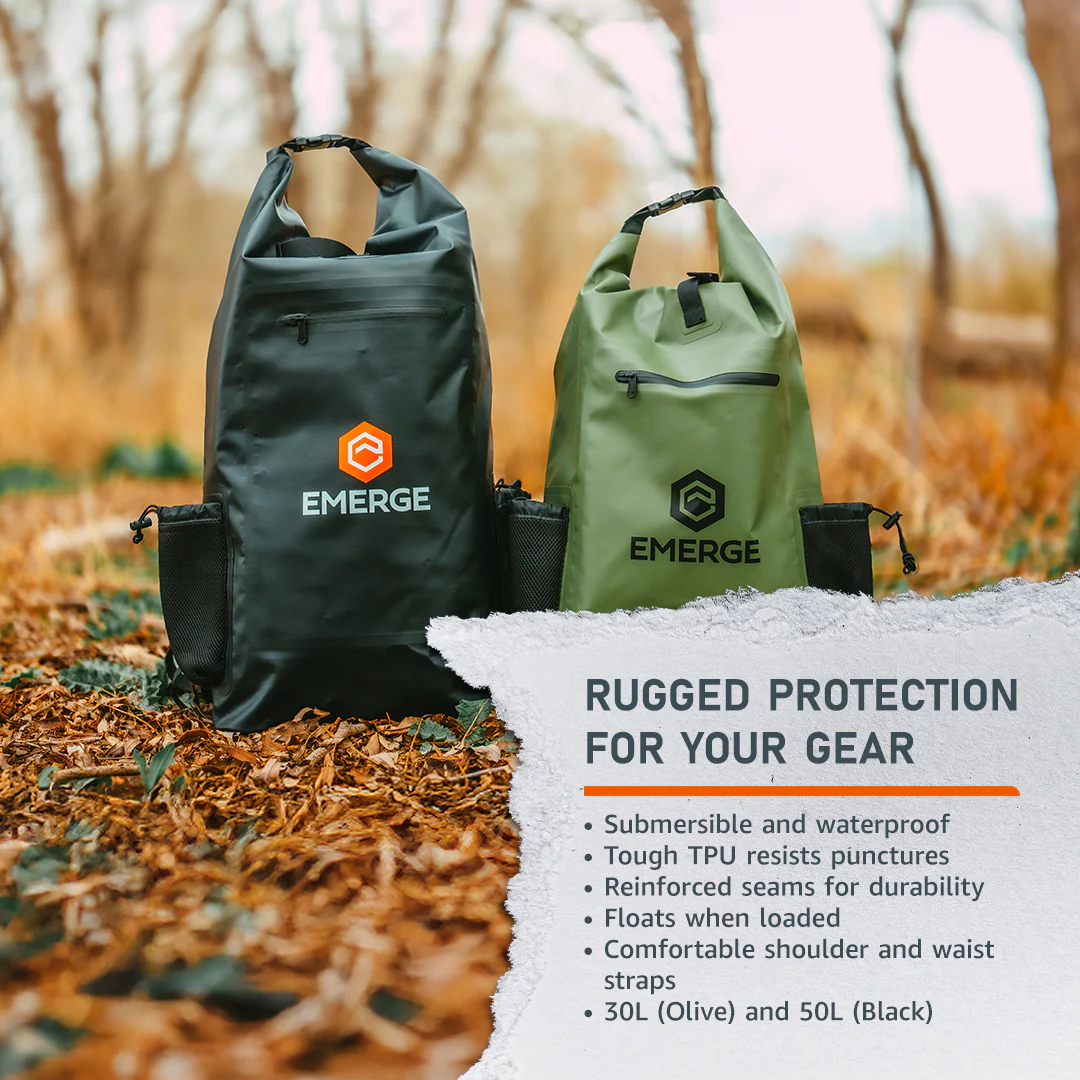 50L Heavy Duty Dry Bag w/ Straps - Black - Image 3