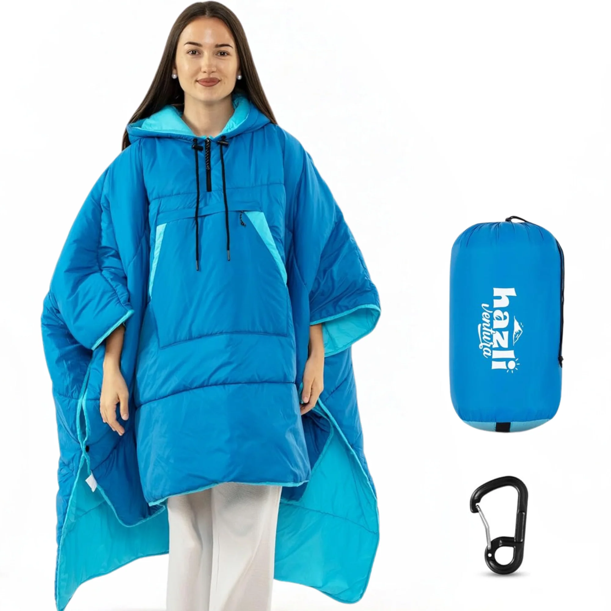 Comfortable Wearable Poncho Blanket - Camping Stadium Blanket Outdoor - Large Hooded Windproof Poncho for Men and Women - Image 2