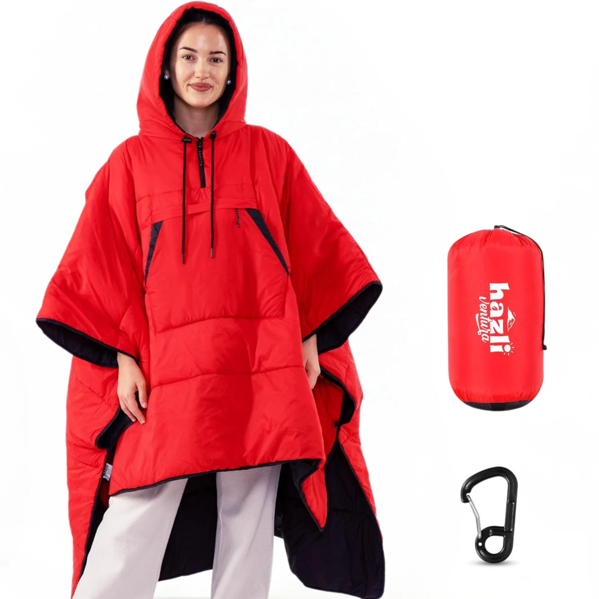 Comfortable Wearable Poncho Blanket - Camping Stadium Blanket Outdoor - Large Hooded Windproof Poncho for Men and Women - Image 3