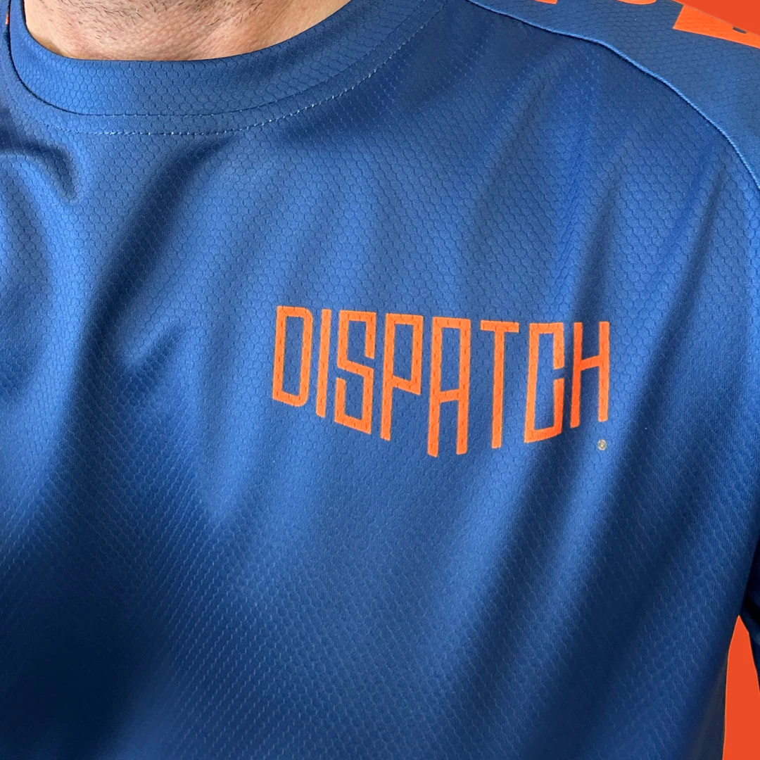 Dispatch Blue & Orange Checkerboard 3/4 Sleeve Mountain Bike Jersey - Image 3