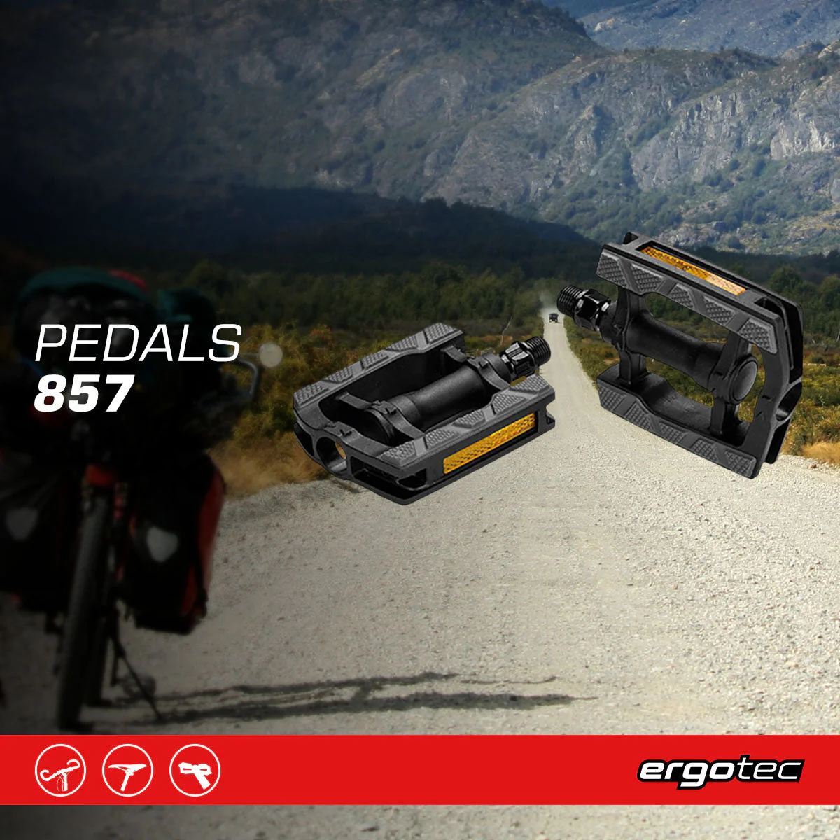 Ergotec - Pedals 857 (9/16'' with Reflector | Black/Grey) - Image 2