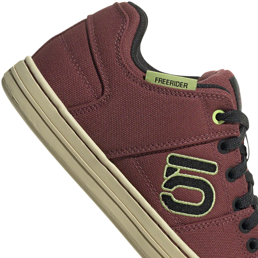 Five Ten Freerider Canvas Flat Shoes - Womens Quiet Crimson/Core BLK/Pulse Lime 10.5 - Image 4