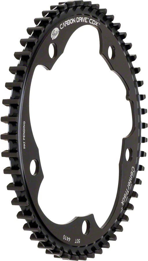 Gates Carbon Drive CDX CenterTrack Fin Line Front Belt Drive Ring - 50t 5-Bolt130mm BCD Fin Tooth BLK