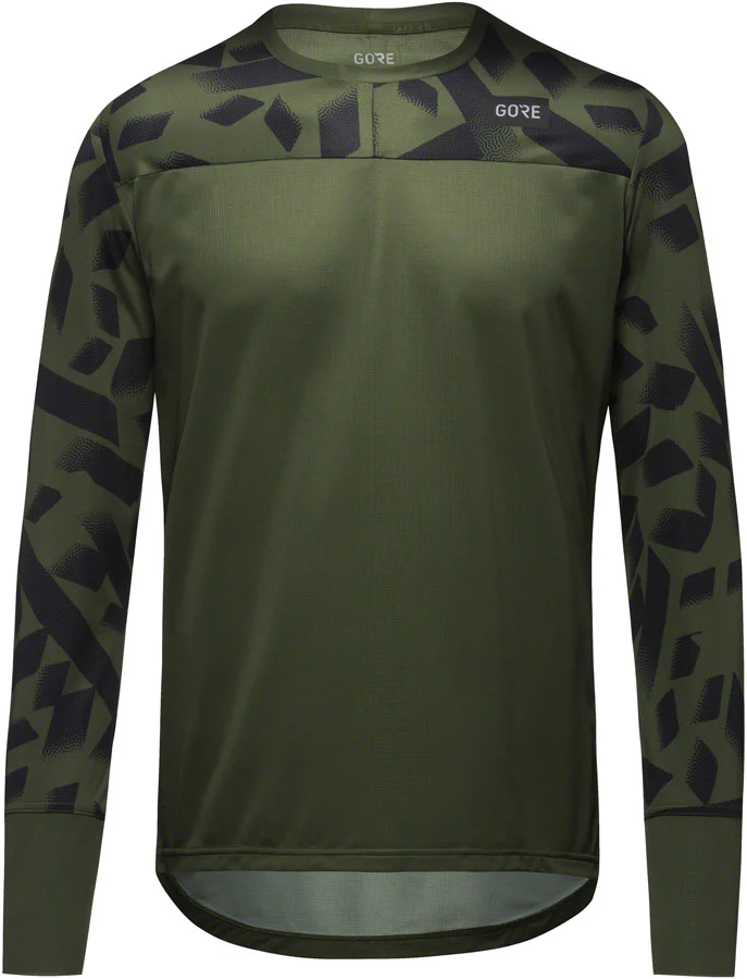 Gorewear Trail KPR Daily Long Sleeve Jersey - Utility Green/BLK Men's Small