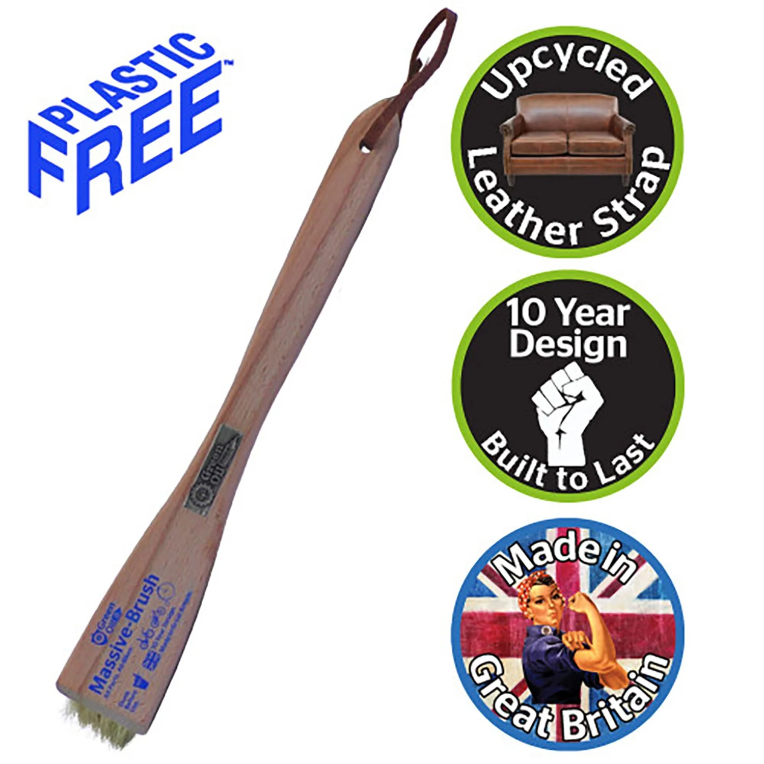 Green Oil - Massive Brush SLR - with Metal Badge and Reclaimed Leather Strap - Image 2