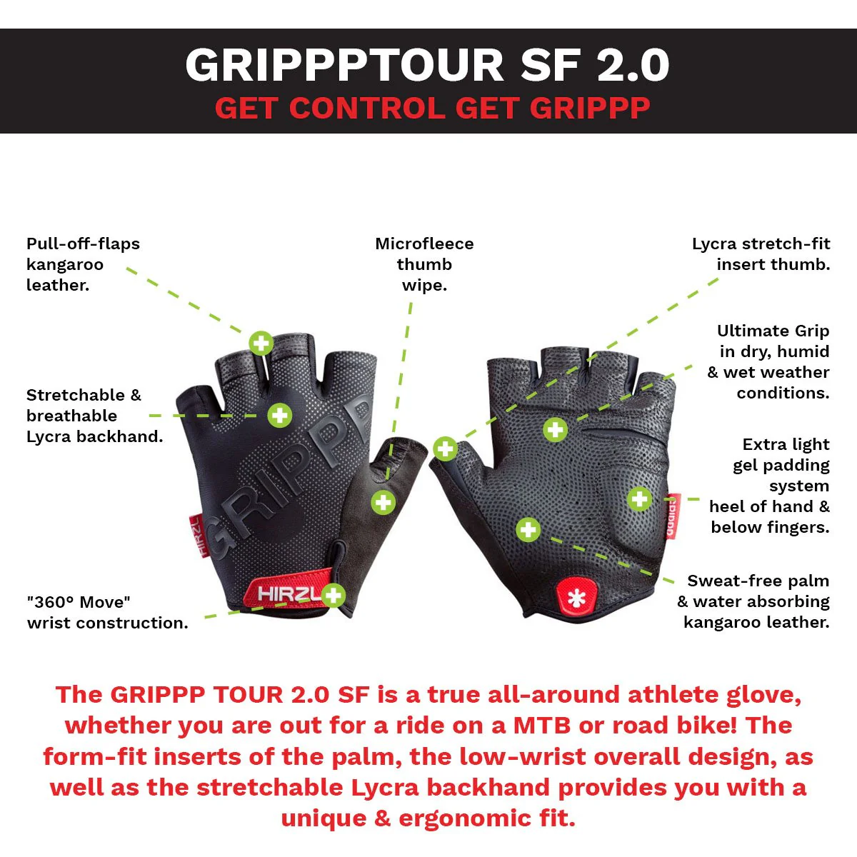 HIRZL - Tour SF 2.0 - Leather Bike Gloves - Image 3