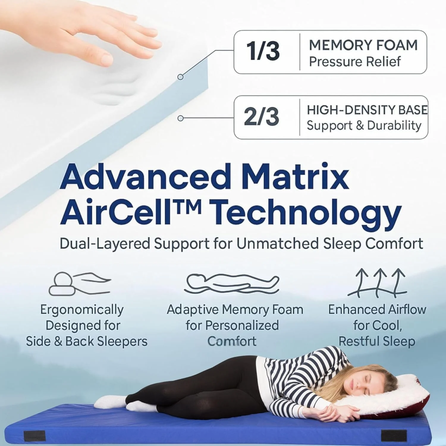 Home Bed Comfort with the Matrix Air-Cell Memory Foam Camping Mattress - Image 65