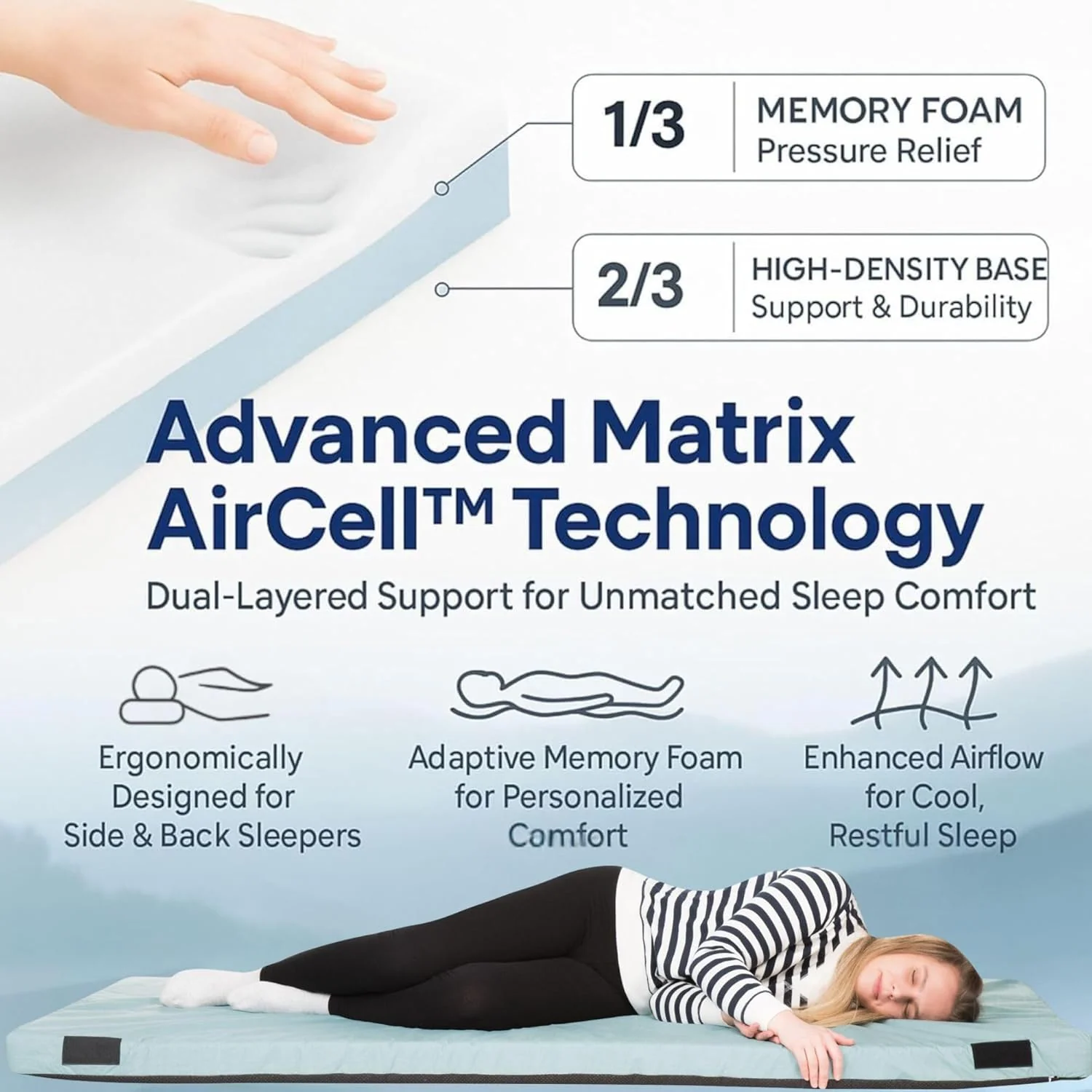 Home Bed Comfort with the Matrix Air-Cell Memory Foam Camping Mattress - Image 66