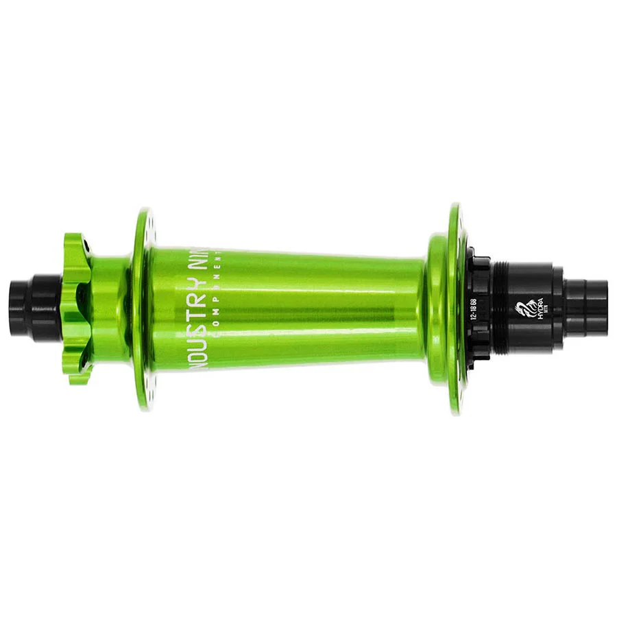 Industry Nine Hydra Classic Boost 6B Disc Hub Rear 28H 12mm TA 148mm Shimano Micro Spline Lime Green