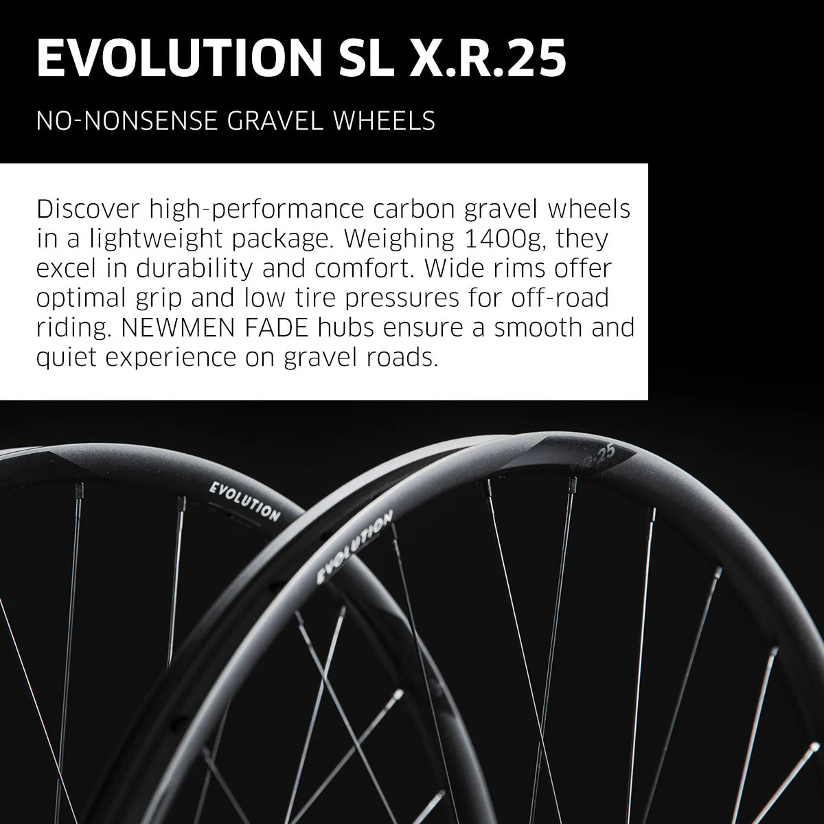 NEWMEN Front Wheel - Evolution SL X.R.25 29" 28h Fade R SP CL 12x100 - Gravel - Image 2
