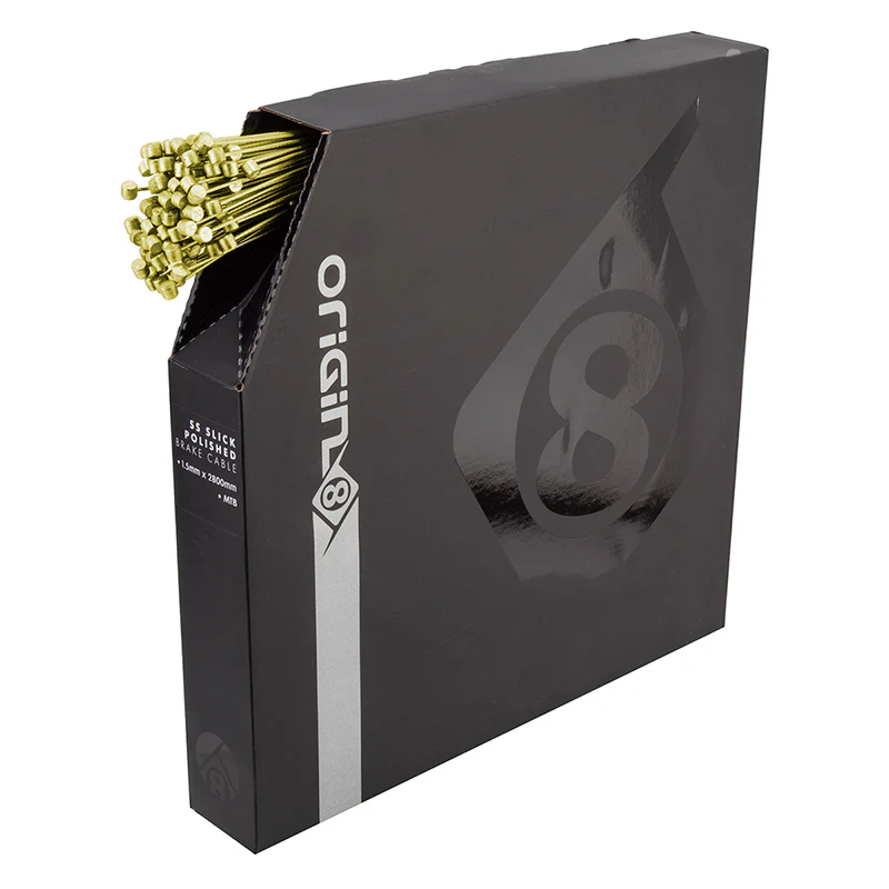 Origin8 SS SuperSlick Nano MTB Brake Cable Front or Rear 2800mm 1.5mm SS Gold Box of 50 MTB