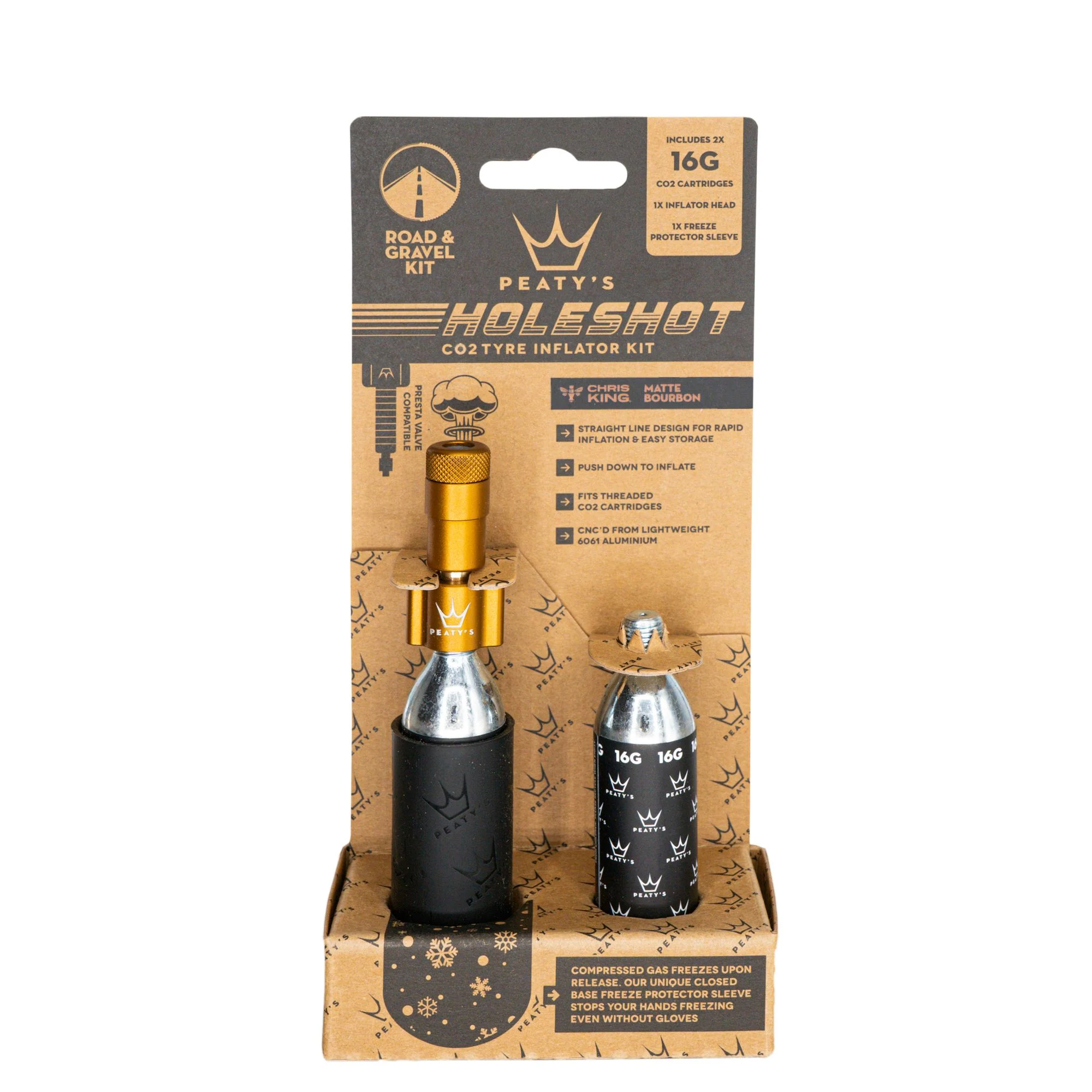 Peatys Holeshot CO2 Gravel/Road Inflator w/Cart Bourbn