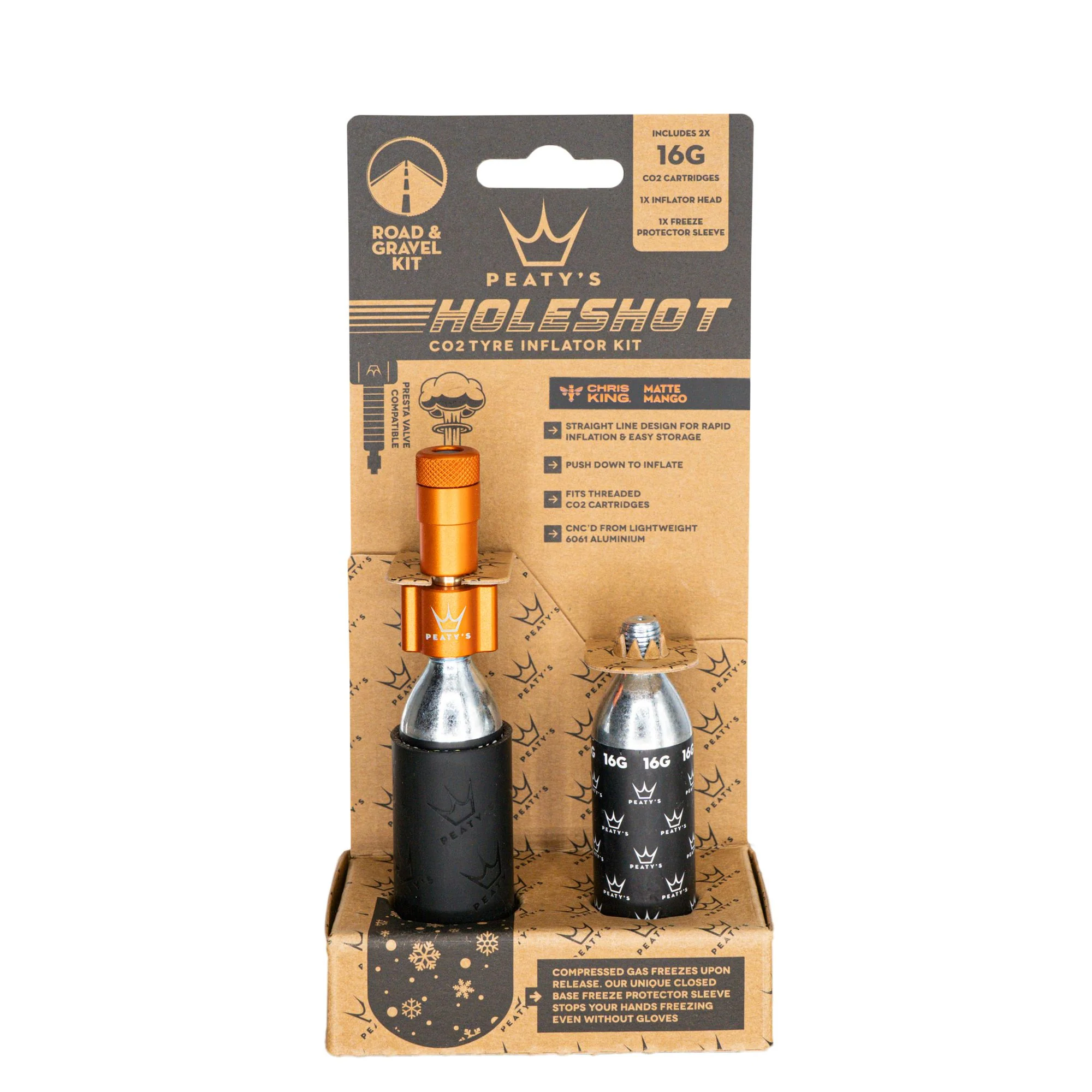 Peatys Holeshot CO2 Gravel/Road Inflator w/Cart Mango