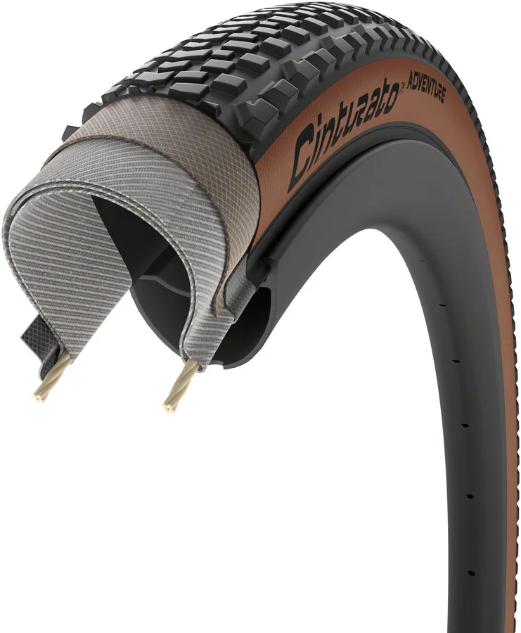 Pirelli Cinturato Adventure Tire - 700 x 35 Tubeless Folding Classic Tan TechWALL+ Pro Gravel - Image 3