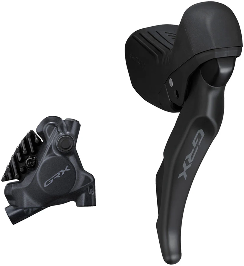 Shimano GRX ST-RX610 Shift/Brake Lever BR-RX410 Hyd Disc Brake Caliper - Right/Rear 12-Spd Flat Mnt Caliper For 25mm Mount BLK