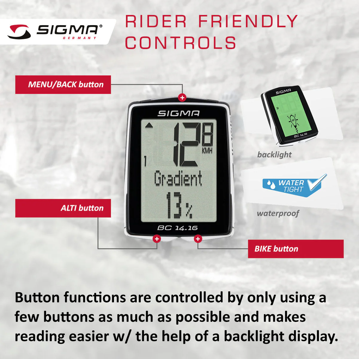 SIGMA Bicycle Computer - BC 14.16, Wired - Image 5