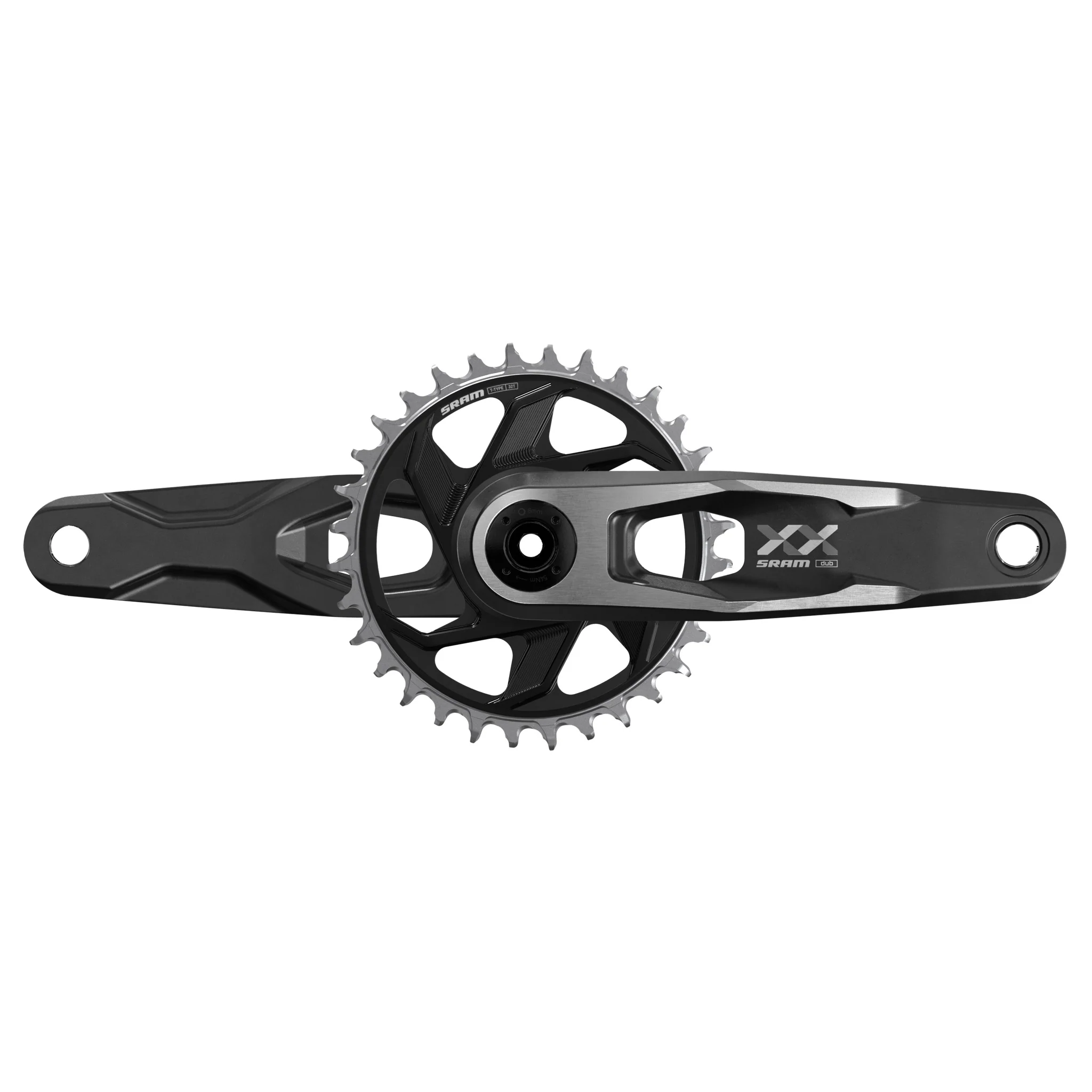 SRAM XX Downhill T-Type Crankset - 160mm 7-Speed 34t 3mm Offset Chainring Direct Mount 55mm Chainline DUB Wide Spindle BLK