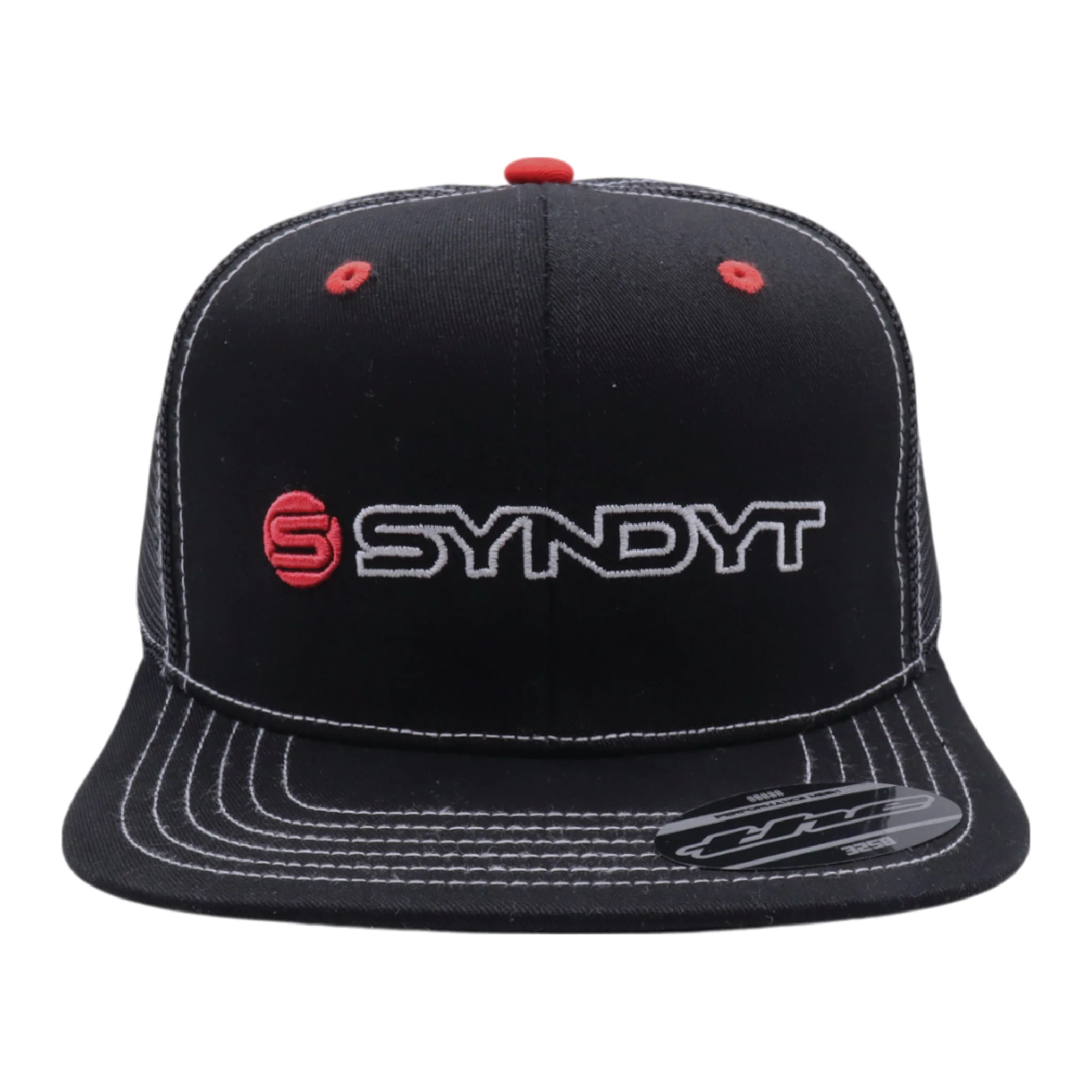 Syndyt Black Mesh Flat Bill Snapback Hat - Image 3