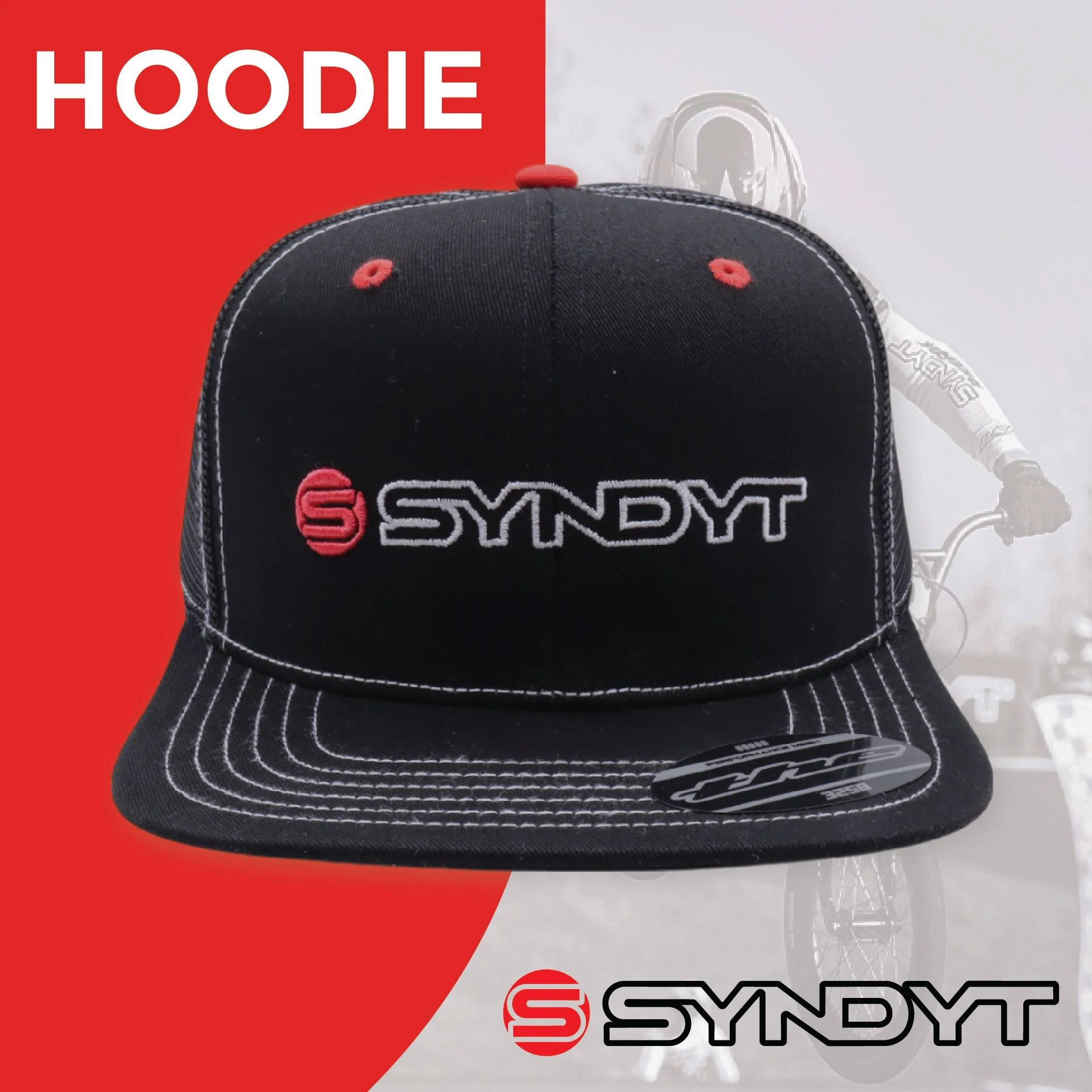 Syndyt Black Mesh Flat Bill Snapback Hat - Image 5