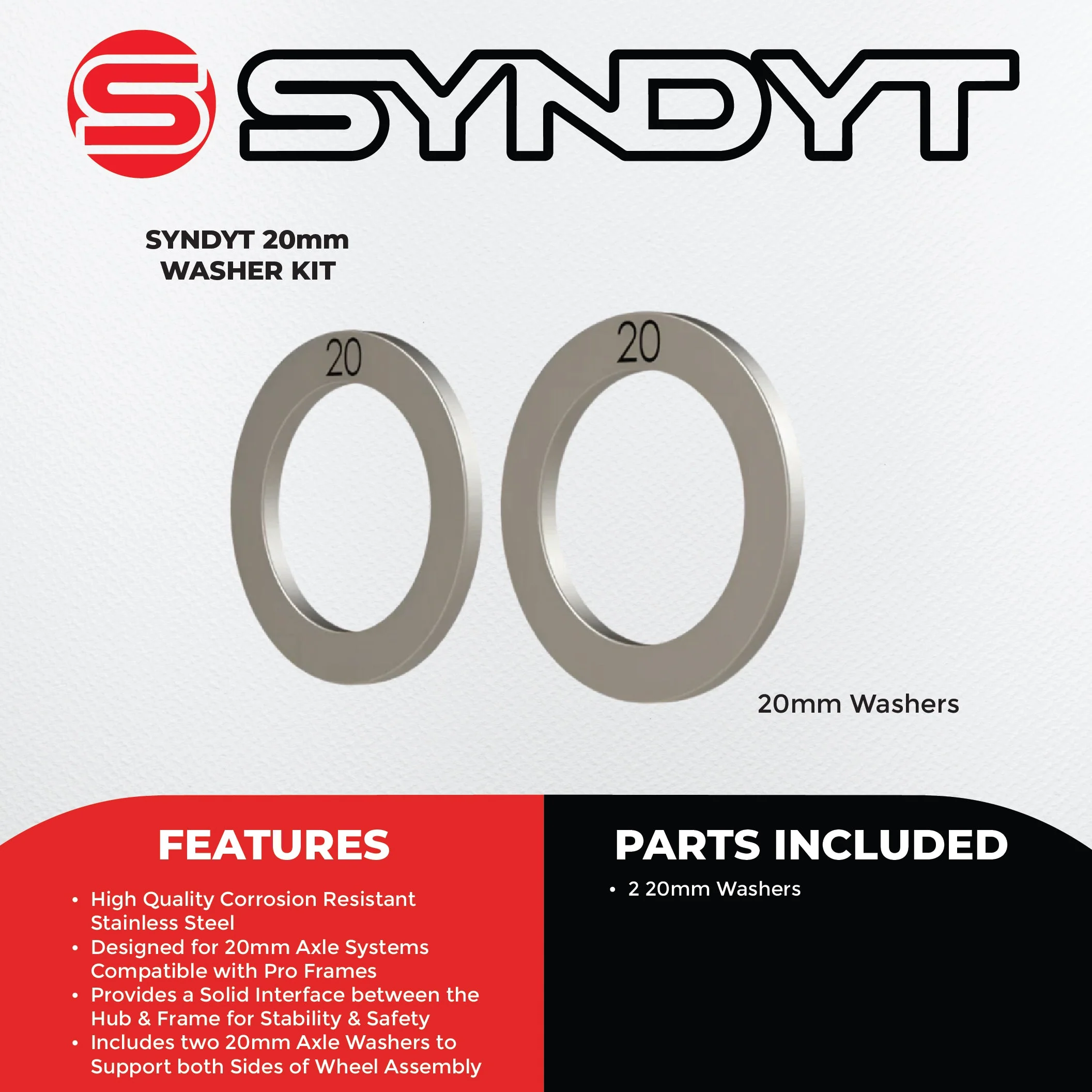 Syndyt Pro 20mm Stainless Steel Axle Washer Kit - Image 3