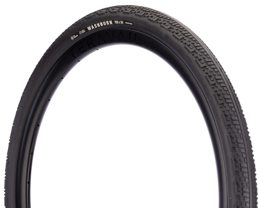Teravail Washburn Tire - 700 x 50 Tubeless Folding BLK Durable Fast Compound