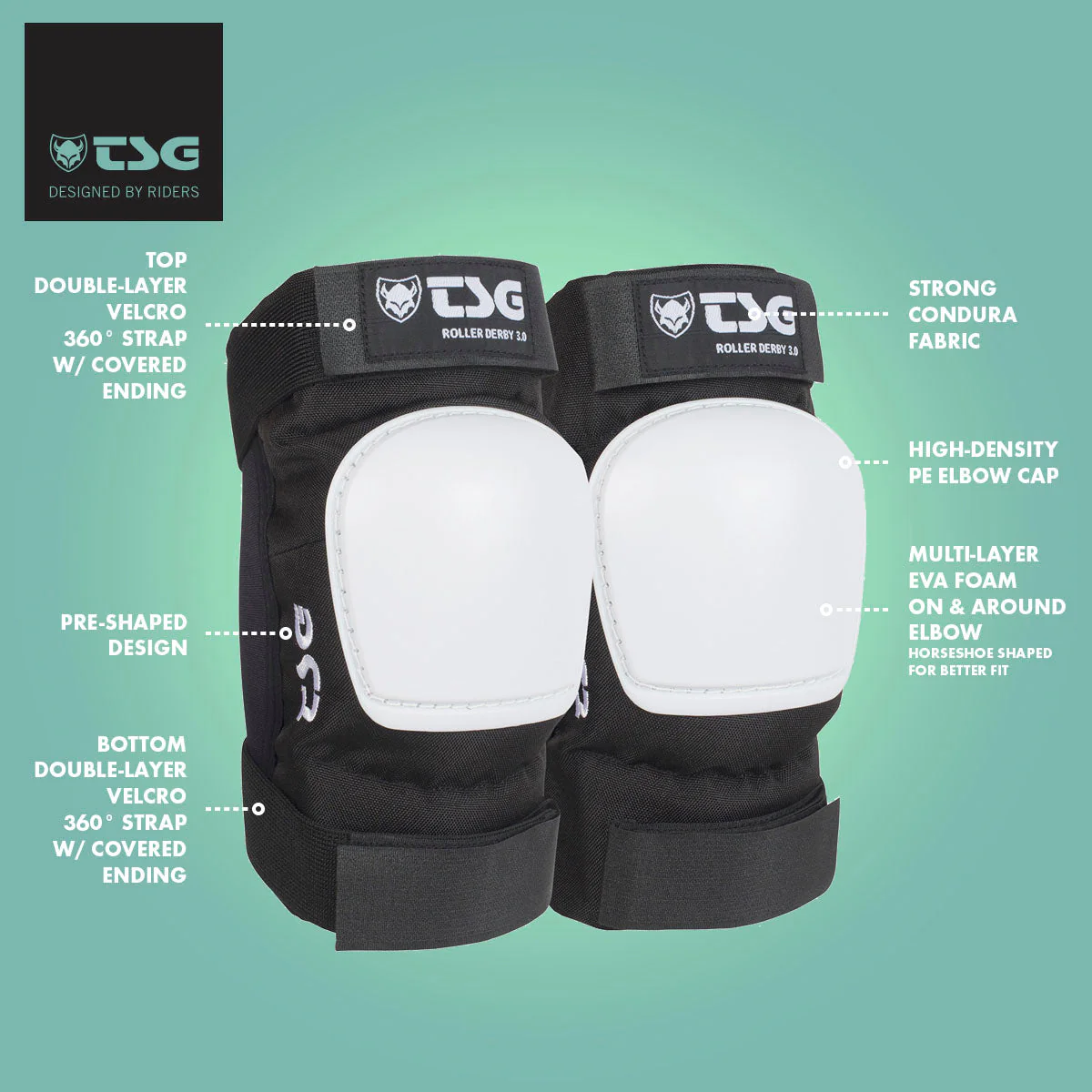 TSG - Elbowpad Roller Derby 3.0 - Black (Roller Skate Elbow Pads) - Image 4