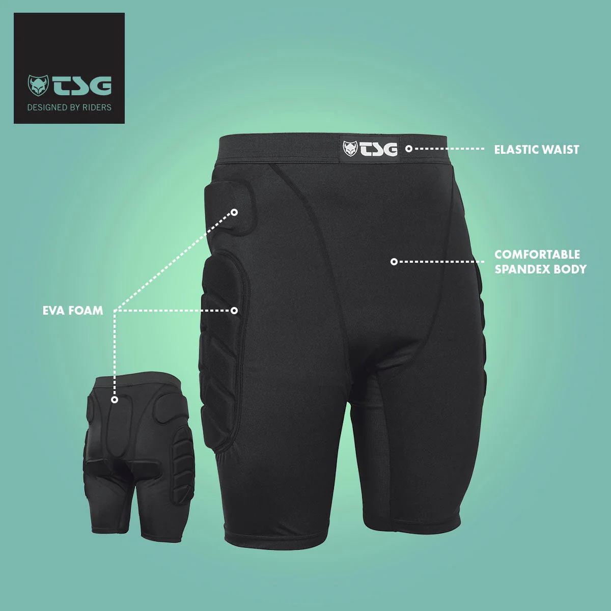 TSG -  Protective Shorts - Crash Pant All Terrain - Black - Image 6