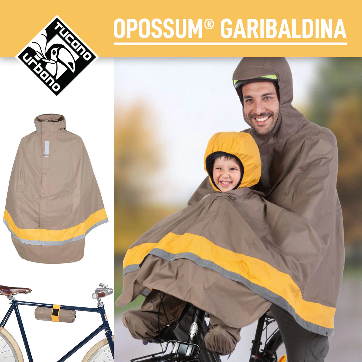 Tucano Urbano -  Bicycle Rain Cape - GARIBALDINA OPOSSUM® - Dove–Grey - Image 4