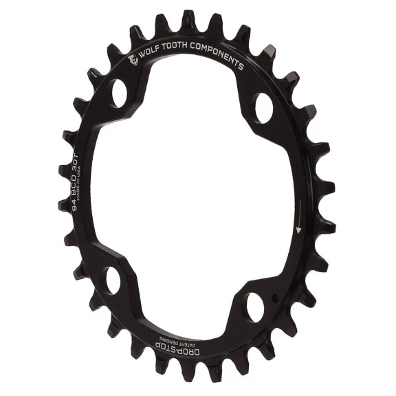Wolf Tooth 94 BCD Chainring - 30t 94 BCD 4-Bolt Drop-Stop A For SRAM Cranks BLK