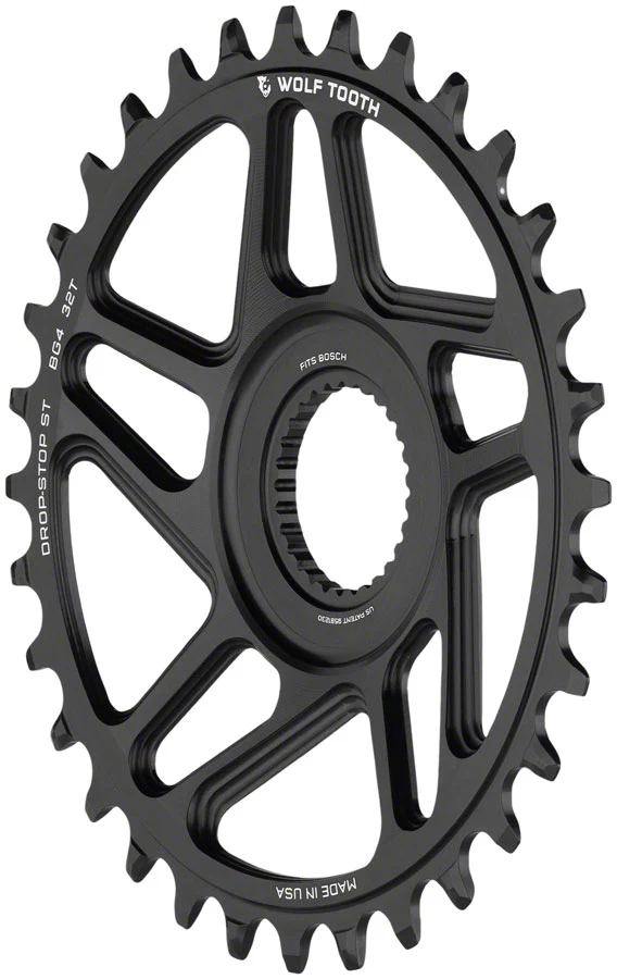 Wolf Tooth Bosch Gen 4 Direct Mount Chainring - Drop-Stop ST 34T Black - Image 2