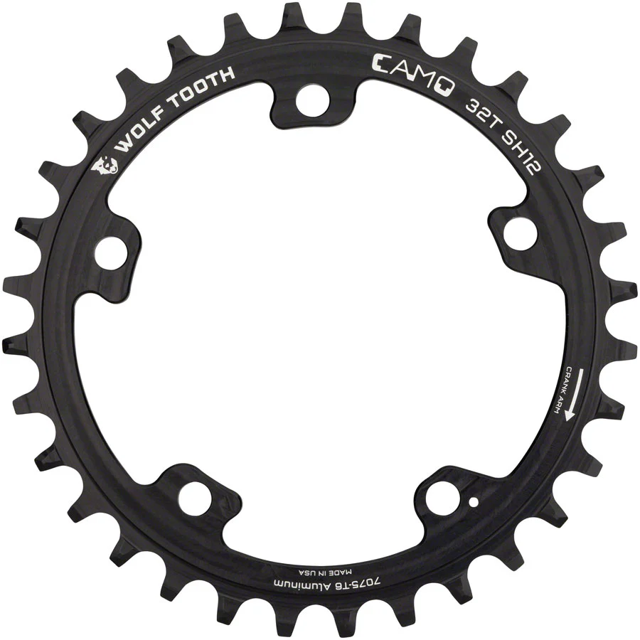 Wolf Tooth CAMO Aluminum Chainring - 34t Wolf Tooth CAMO Mount Drop-Stop ST Shimano 12 Speed HG+ BLK - Image 2