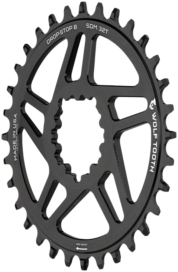 Wolf Tooth Direct Mount Chainring - 36t SRAM Direct Mount Drop-Stop B For SRAM 3-Bolt Boost Cranks 3mm Offset BLK - Image 2