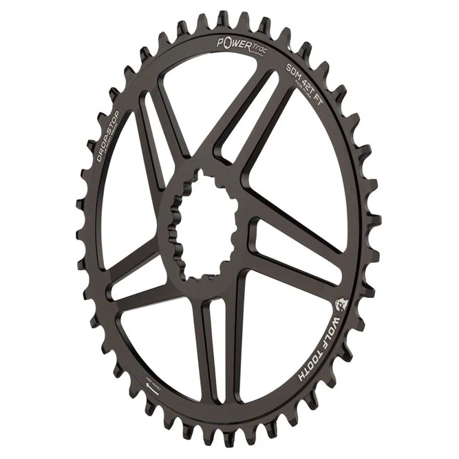 Wolf Tooth Elliptical Direct Mount Chainring - 40t SRAM Direct Mount 6mm Offset Drop-Stop B Flattop Compatible BLK